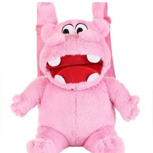 Hasbro Gaming Pink Plush Hungry Hungry Hippo 17” Backpack. Brand New With Tags.